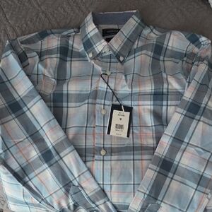 Crown & Ivy Men's Light Blue Plaid Shirt